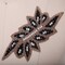 1 Applique 6.75" Champagne Leaf Black Silver Rhinestone for Dressmaking and Costumes